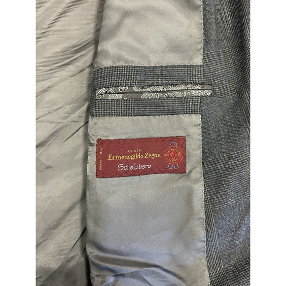 Ermenegildo Zegna StileLibero Sport Coat 42R Gray‎ Glen Plaid Wool Blazer - Picture 9 of 13